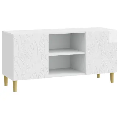 vidaXL TV omarica 102 x 34,5 x 50 cm Bela visok sijaj Inženirski les