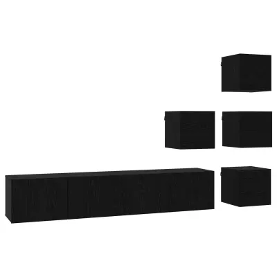 vidaXL Komplet TV omaric 6 pcs 80 x 30 x 30 cm Črni hrast