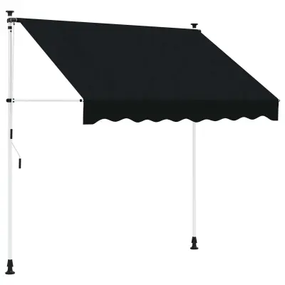 vidaXL Ročno zložljivo senčilo Črna 350 cm
