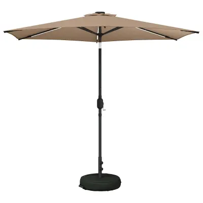vidaXL Zunanje senčilo z LED lučmi 270 x 270 cm Poliester Taupe