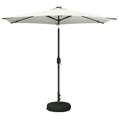 vidaXL Zunanje senčilo z LED lučmi 270 x 270 cm Poliester Krem