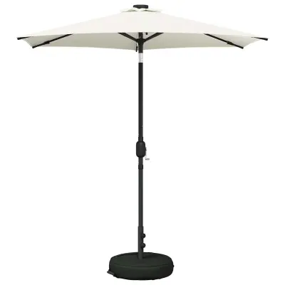 vidaXL Zunanje senčilo z LED lučmi 230 x 230 cm Poliester Krem