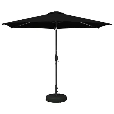 vidaXL Zunanje senčilo z LED lučmi 300 x 300 cm Poliester Črna