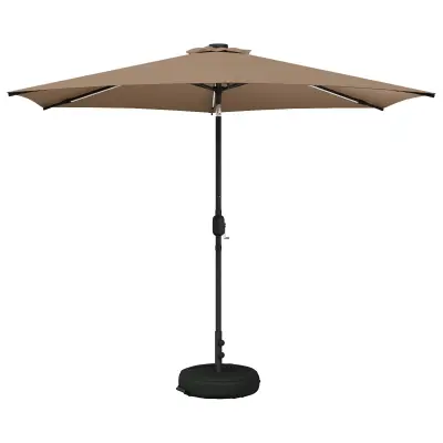 vidaXL Zunanje senčilo z LED lučmi 300 x 300 cm Poliester Taupe