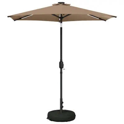 vidaXL Zunanje senčilo z LED lučmi 230 x 230 cm Poliester Taupe