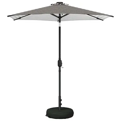 vidaXL Zunanje senčilo z LED lučmi 230 x 230 cm Poliester Črna in bela
