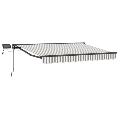 vidaXL Ročno senčilo s LED-ji Svetlo siva in bela. 5 x 3 m