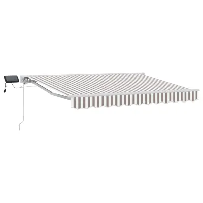 vidaXL Ročno senčilo s LED-ji Svetlo siva in bela. 5 x 3 m