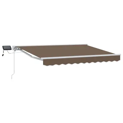 vidaXL Ročno senčilo s LED-ji Taupe 3,5 x 2 m Poliester s PU premazom