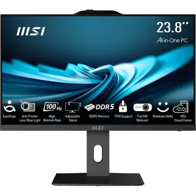 Vse v enem računalnik MSI PRO AP242P 14M 60,5 cm (23,8"), 1920x1080, Core i3 14100, 8 GB RAM, 512 GB SSD, W11P, črn|Pisarna