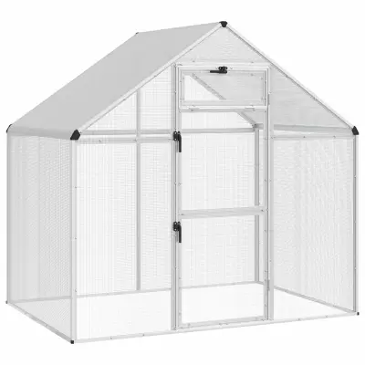 vidaXL Ptičnik Srebrna 181,5 x 110,5 x 173,5 cm Varjena žičnata mreža