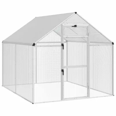 vidaXL Ptičnik Srebrna 181,5 x 221 x 173,5 cm Varjena žičnata mreža
