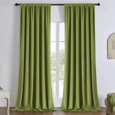 Zatemnitvene termo zavesa Blackout žamet zelena 2 kosi 140x240 cm 100% zatemnitev zvočno dušenje toplotna izolacija