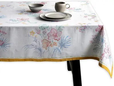 Pravokotni namizni prt iz 100% bombaža 140x180 cm, ročno poslikan vzorec, enostavno vzdrževanje, za praznično mizo