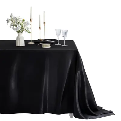 Elegantna poliestrska satenasta prt za zabave, poroke in dogodke Black