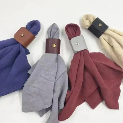 Set 10 PU usnjenih prstanov za serviete - elegantna dekoracija mize Grey