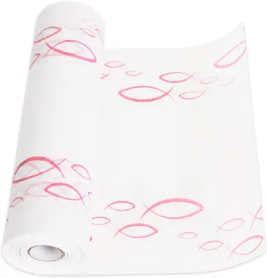 Namizni tekač za obhajilo, birmo ali krst | Dekorativni prt z motivom ribe v roza barvi | 28 cm x 6 m