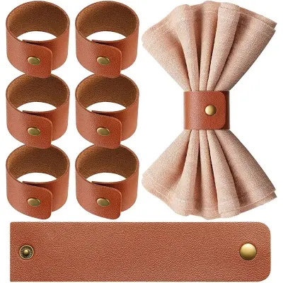 Set 10 PU usnjenih prstanov za serviete - elegantna dekoracija mize coffee