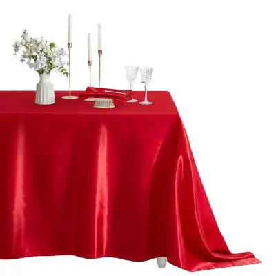 Elegantna poliestrska satenasta prt za zabave, poroke in dogodke Red