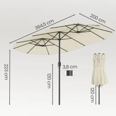 Dvojni senčnik Parasol 394x200 cm bež