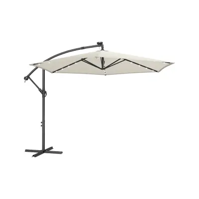 Senčnik za teraso 32 LED luči premer 350 cm x višina 256 cm bež