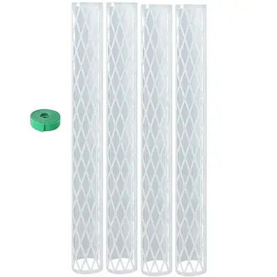 4-delni set 16in (≈40 cm) plastičnih mahovih drogov v obliki črke D z ježkom – bela opora za Monstera in plezalke