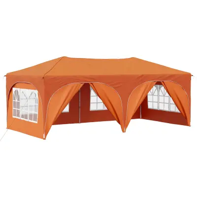 vidaXL Zložljivi šotor za zabave 575 x 288 x 245 cm Oranžna