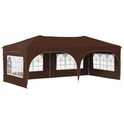 vidaXL Zložljivi šotor za zabave 575 x 288 x 245 cm Rjava