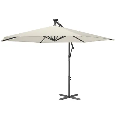 Nadstrešek z LED sončno osvetlitvijo, 300 cm, bež