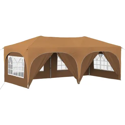 vidaXL Zložljivi šotor za zabave 575 x 288 x 245 cm Bež Oxford tkanina