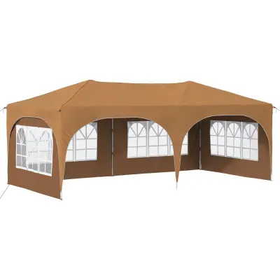 vidaXL Zložljivi šotor za zabave 575 x 288 x 245 cm Bež Oxford tkanina
