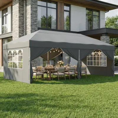 Paviljon zložljiv Gazebo 600x300x264 cm siva