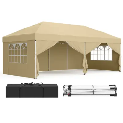 Zložljiv paviljon Gazebo 6x3x2,6 m bež