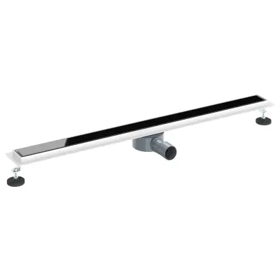 vidaXL Tuš odtok Stekleni pokrov s 360° sifonom Črna 100 cm