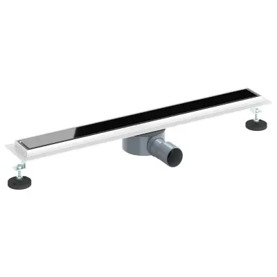 vidaXL Tuš odtok Stekleni pokrov s 360° sifonom Črna 70 cm