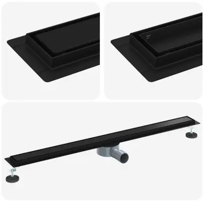vidaXL Tuš odtok 2-v-1 z 360° sifonom Črna 100 cm Nerjaveče jeklo 304