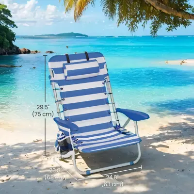 Plažni stol 68x63x75 cm modro-bel