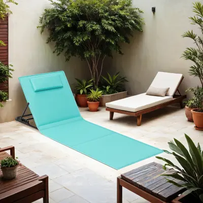 Ležalnik za plažo 158x55 cm modre barve