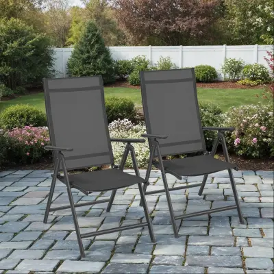 Vrtni komplet zložljivih stolov 70x56x107 cm črne barve