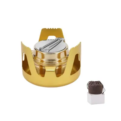 Prenosen bakren alkoholni gorilnik z aluminijastim stojalom Gold