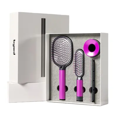 4-Delni Set Masažne Krtače za Lase - Zračna Blazina, Antistatična & Masaža Las Rose red