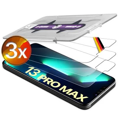 Zaščitno kaljeno steklo za iPhone 13 Pro Max, 10H japonsko steklo, 3 kosi, montažni okvir, prozorno in odporno na praske