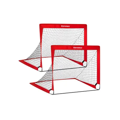 Nogometni gol komplet 2 kosa 120x80x80 cm rdeč