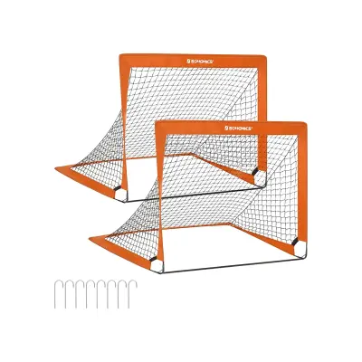 Nogometni gol komplet 2 kosa 90x120x90 cm oranžen