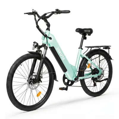 Električno mestno kolo ESKUTE C202, Step-Through 26", 48V 17,5Ah, 7 prestav, zeleno