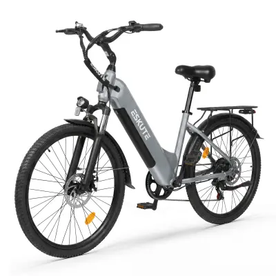 Električno mestno kolo ESKUTE C202, Step-Through 26", 48V 17,5Ah, 7 prestav, sivo