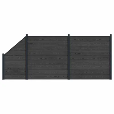 vidaXL Plošča ograje 3 pcs WPC in aluminij Črna