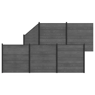 vidaXL Plošča ograje 6 pcs WPC in aluminij Siva