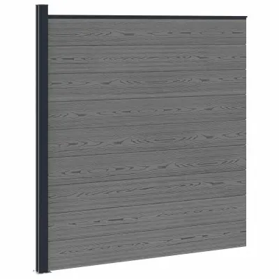 vidaXL Plošča ograje WPC in aluminij Siva