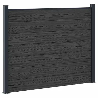 vidaXL Plošča ograje WPC in aluminij Črna